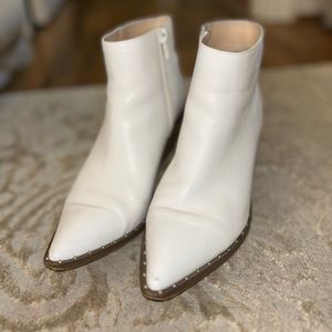 Charles David White Leather Ankle Boots